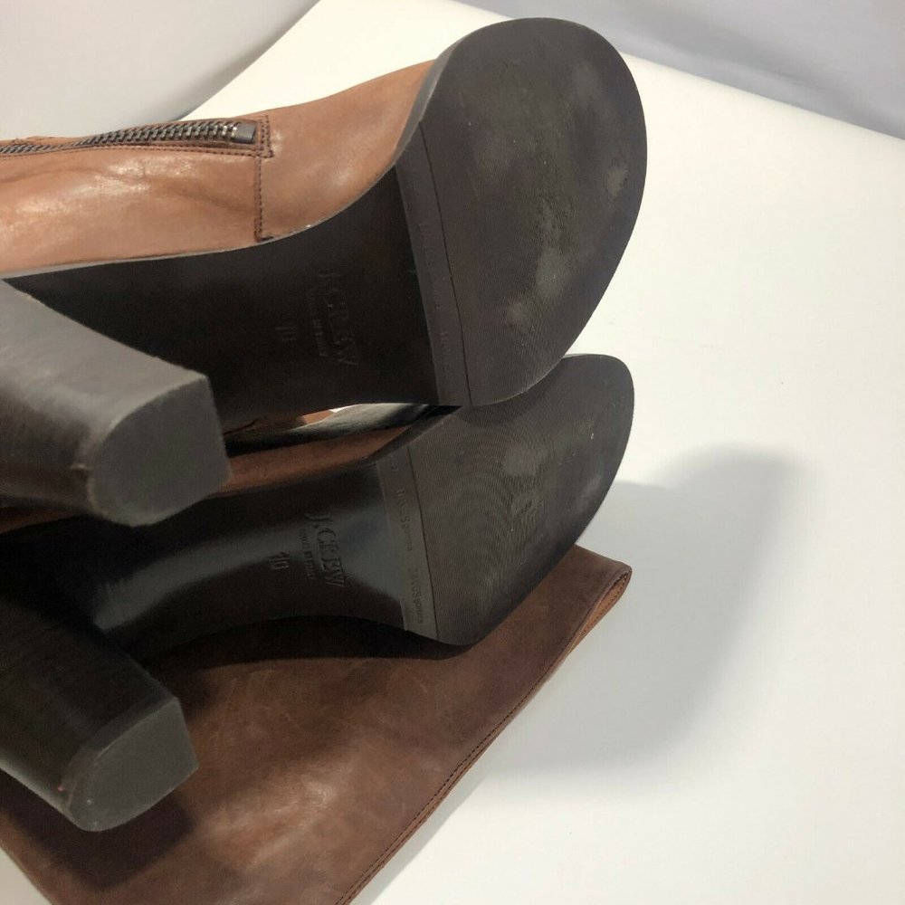 J. Crew Nottingham Leather High Heel Tall Boots 16950 Brown Size 10 Made N Italy - Picture 9 of 11